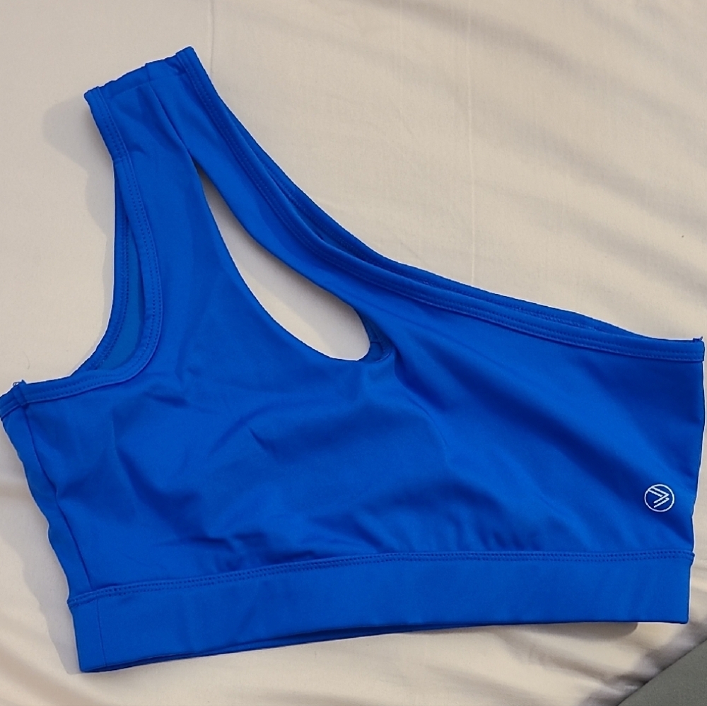 Blue One-Shoulder Sports Bra